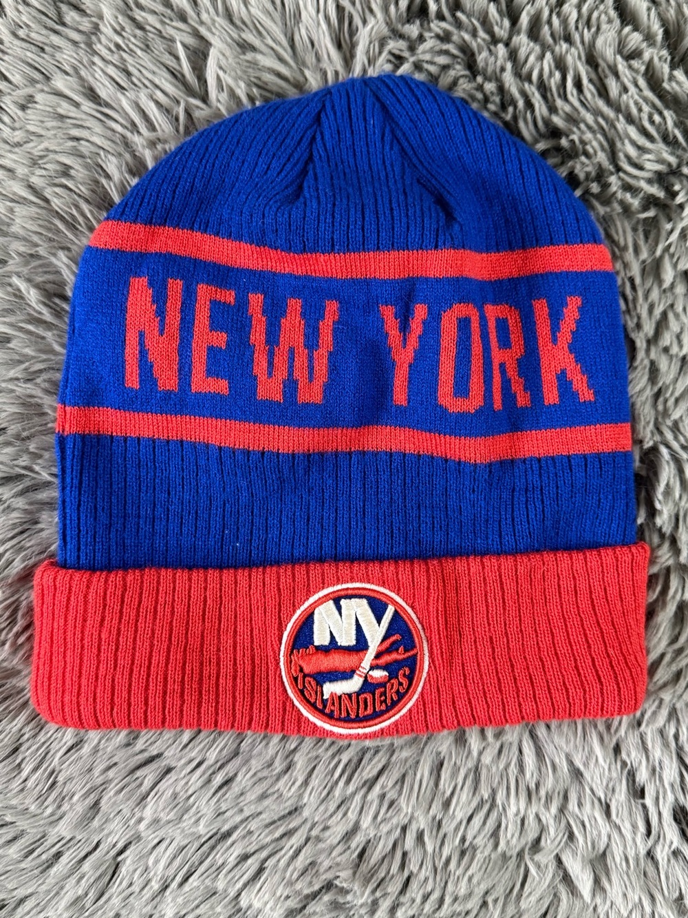 Fanatics New York Islanders NHL Cuffed Knit Beanie Blue Orange 2023